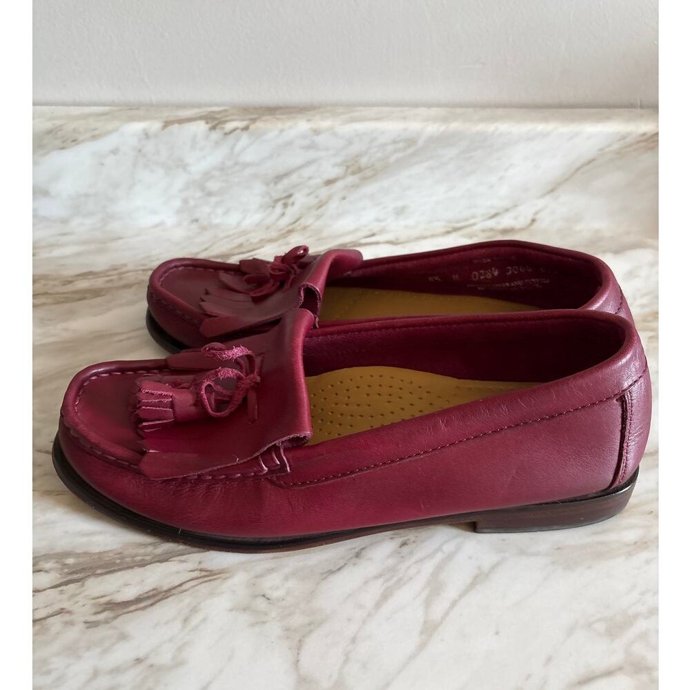 Bass Weejuns Carrie Burgundy Red Soft Leather Tassel Loafers 8 8.5 Medium - Picture 3 of 9